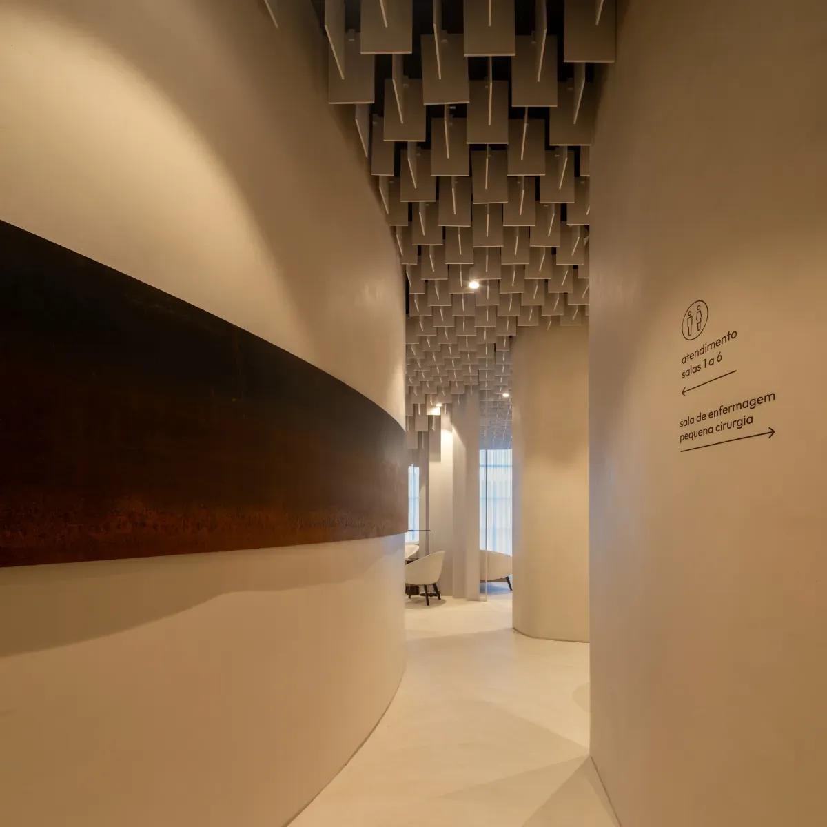 Curved corridor with recessed wall detail